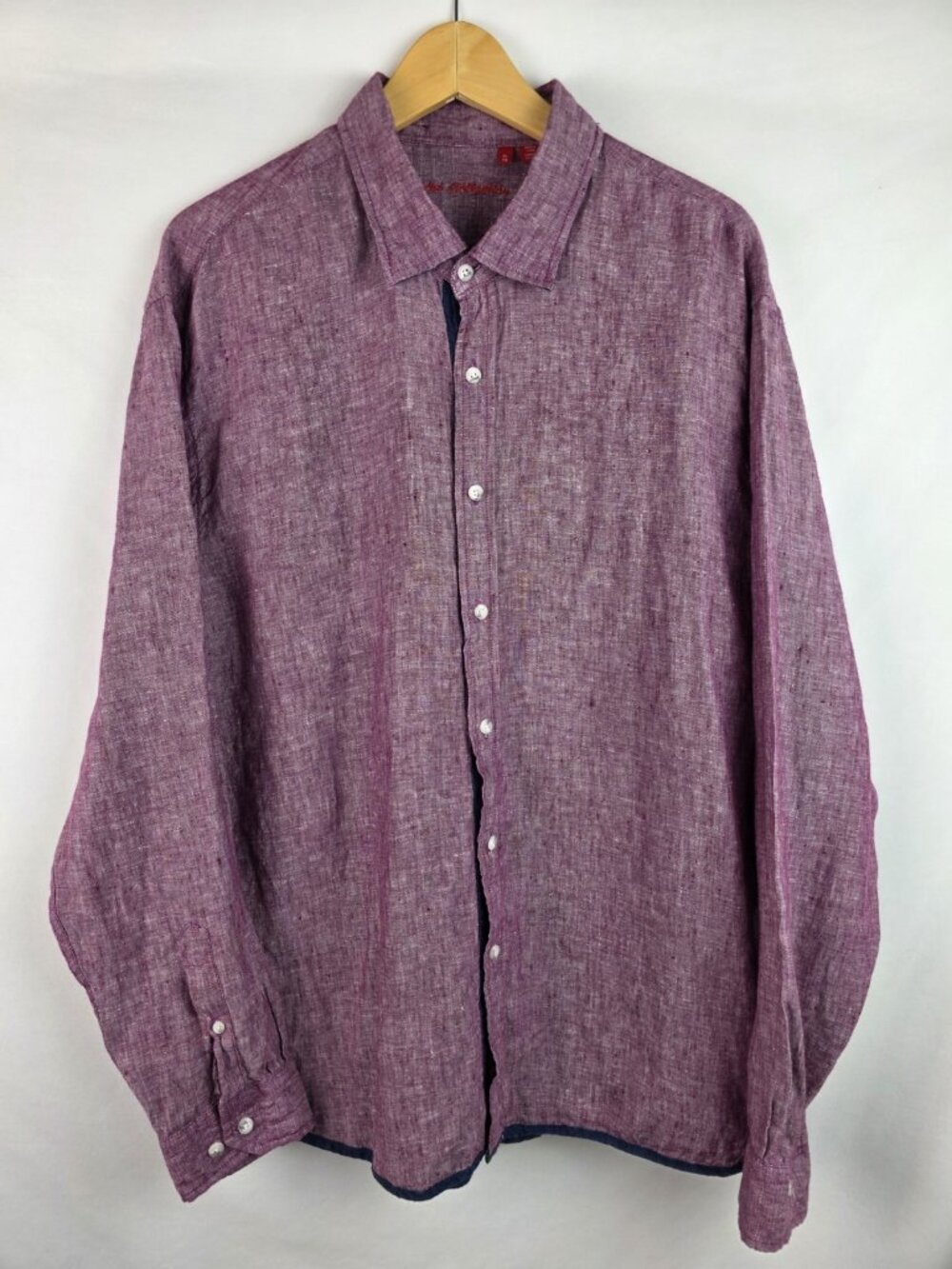 Report Collection Mens Shirt Size XL Purple Linen Long Sleeve Top